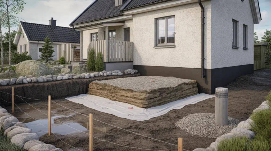 schakt och massutbyte f r tillbyggnad vid villa i bj rred lomma